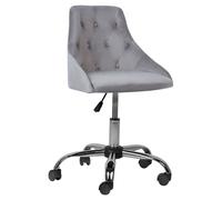Beliani Desk Chair Swivel Parrish Velvet Grey, Grey
