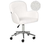 Beliani Desk Chair Swivel PRIDDY Boucle Off-White, White