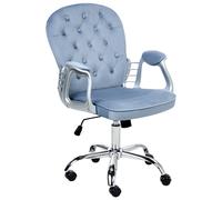Beliani Desk Chair Swivel Princess Velvet Light Blue, Blue