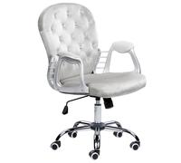 Beliani Desk Chair Swivel Princess Velvet Light Grey, Grey