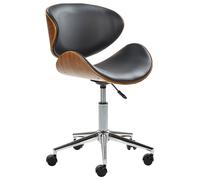 Beliani Desk Chair Swivel Rotterdam Faux Leather Black, Black
