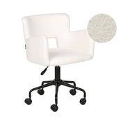Beliani Desk Chair Swivel Sanilac Boucle Off-White, White
