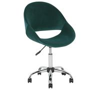 Beliani Desk Chair Swivel Selma Velvet Emerald Green, Green