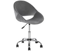 Beliani Desk Chair Swivel Selma Velvet Grey, Grey