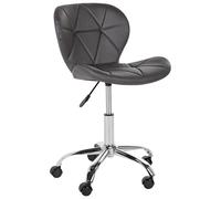 Beliani Desk Chair Swivel Valetta Faux Leather Graphite Grey, Grey