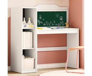 Desk Chalkboard White 120x45x118.5cm Engineered Wood 3-Shelf Modern Study Office
