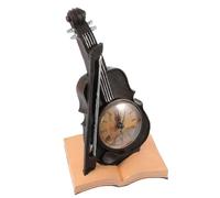 Desk Clock Ornament, European Style Vintage Violin Shape Black Resin | Book Shaped Base, 1 Aa Battery Powered, Easy to Read Display, for Bookshelf and Dining Room Use