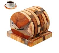Desk Coasters for the Office, Table Coasters for Drinks, Coasters Made of Wood, Resin, Table Coasters, Multifunctional Coasters with Holder for Private Users and Business Use