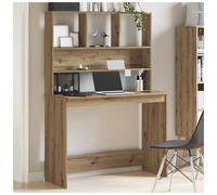 Desk Compact Artisan Oak Engineered Wood with Shelves 102x45x148 cm Storage Pro