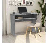 Desk Compact Grey Sonoma 90x50x74 cm Engineered Wood Home Office Storage Deluxe