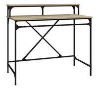 (smoked oak, 100x50x90 cm) vidaXL Desk Computer Table Office Work Desk Black Engineered Wood and Iron