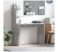Desk Concrete Grey 102x50x124cm Engineered Wood Modern Minimalist with Shelf Pro