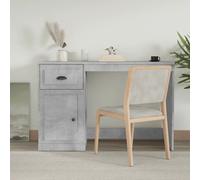 Desk Concrete Grey 115x50x75cm Engineered Wood Storage Drawer & Cabinet Compact