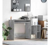 Desk Concrete Grey 120.5x44x88.5cm Engineered Wood 1 Drawer 2 Shelves Minimalist