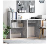 Desk Concrete Grey 131.5x50x106.5cm Engineered Wood Matte Storage Shelves Studio