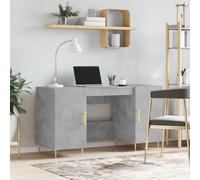 Desk Concrete Grey 140x50x75cm Engineered Wood Matte Executive Storage Desk Pro