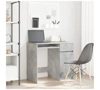 Desk Concrete Grey 86x49x76 cm Engineered Wood 1 Door 1 Drawer Storage Organizer