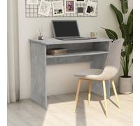 Desk Concrete Grey 90x50x74 cm Engineered Wood Compact Study Table with Shelf
