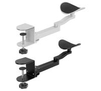 Desk Cradle Rotating Elbow Cushion, 360° Rotation, White/Black, Uńiversal Clamp-on Adjustable Arm Rest, Ergonomic 360° Rotating Elbow Rest Pad, Soft Breathable Padding, for Home Office