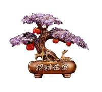 Desk Crystal Fortune Tree Ornament, Citrine Money, Living Room TV Wine Cabinet Entrance Decoration Decor(Purple)