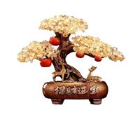 Desk Crystal Fortune Tree Ornament, Citrine Money, Living Room TV Wine Cabinet Entrance Decoration Decor(Beige)