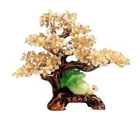 Desk Crystal Money Tree Feng Shui Statue Wealth Decoration | Fortune Gem for Home Office Decor, Spiritual Ornament Decor(Yellow)