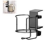 Desk Cup Holder,180° Rotating Under Table Cup Holder,Clip on Table Edge Clamp,Multifunction Mug Holders Clamp,Anti-Spill Water Bottle Stand Coffee Mug Storage for Home Office and School