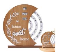 Desk Date Display: Wooden Turntable Calendar, Vintage Perpetual Calendar | Decorative Perpetual Calendar Daily Display Calendar, M Blocks Calendar