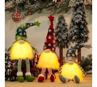 Desk Decor 3PC Christmas Decorations Knitted Knitted Hat Light Up Man with Lights Long Legs No Face Doll Adornment