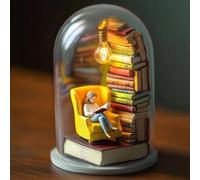Desk Decor Ornaments Bookshelf Decor Reader Night Light Book Lover Creative Reader Design Cozy Home Office School Gift for Students Teachers Family Friends Colleagues