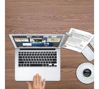 Desk Document Holder - Vertical Paper Organiser with Clips for A4 Sheets, Notepads, Sticky Note Business Card Display, Office File Stand, Space Saving Desk Shelf for Computer Paper