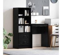 Desk Engineered Wood Black Oak 105.5x34x127cm with 2 Drawers Highboard for Home