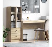 Desk Engineered Wood Sonoma Oak 100x40x76 cm 2 Drawers Modern Office Durable Eco
