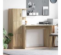 Desk Engineered Wood Sonoma Oak 102x50x124cm 3-Hinge Door Storage Durable Office