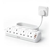 Desk Extension Lead 1.8M, BEVA 4 Way Surge Protected Extension Socket with 4 USB Ports PD20W, Mountable Power Strip with Individual Switches 13A 3250W for Home Office - White