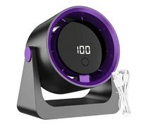 Desk Fan - 100 Speed Rechargeable Table Air Circulator, Digital Display Clip On Angle Adjustable Cooler | PP, 5W, Quiet, Home Bedroom Office Dorm, Portable, Whisper Breeze