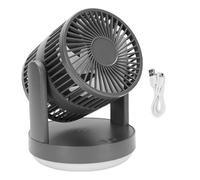 Desk Fan 3 Speeds Rechargeable Oscillating Air Circulator with Double Side Airflow and Night Light for Home Bedroom Beige (Dark Gray)
