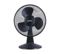 Desk Fan, 35 W, 12 Inch, Oscillating, 3 Speeds, Portable, Black, Igenix DF1210BL