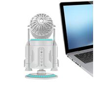 Desk Fan - Adjustable Table Desktop Fan,Quiet 5000Rpm with Light Rocket Shape Rotating Air Circulator for Cooling Workplace Home School Living Room Dorm Hot Days