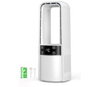 Desk Fan Bladeless, 120° Oscillating Fan Rechargeable, Quiet Fan with Night Light, Smart LED Touch Control, 4 Speed & 9H Timer, Small Table Fan, Auto Display Off, Ideal for Home, Office, Study Room