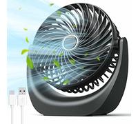 Desk Fan, Portable Electric Table Desktop Air Circulator Fans, Small but Powerful with 5 Speed 360° Adjustable Tilt for Cooling Home Dorm Office Bedroom Bathroom Kitchen