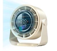 Desk Fan, Powerful Table Fan with Touch Control & LED Display, 100 Speeds, Portable Electric Cooling Fan, 2400Ah USB Rechargeable Battery, 360°Tilt, Quiet Silent for Office, Bedroom, Home (Beige)