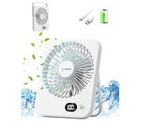 Desk Fan Rechargeable, Portable Battery Desk Fan for Office Bedroom Bedside, Ultra Silent USB Fan with Strong Airflow, Tilt Folding Fan for Travel, 5-Speed with 1800mAh Battery & LCD Display