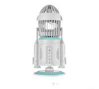 Desk fan, Rocket Shaped Desk Fan Quiet 5000RPM Air Circulator with RGB Light Rocket Shaped Creative Office Desktop Oscillating Spray Silent USB Rechargeable(White)