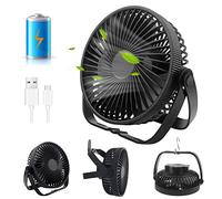 Desk Fan USB Rechargeable Battery Powered Silent and Powerful 3 In 1, Small Table Fan 6.5 inch Portable 3 Speeds 360° Adjustable, Desktop Fans Cooling Quiet for Bedroom Home Office Camping Travel