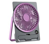 Desk Fan, USB Rechargeable Desk Fan, LCD Display Flat Card Design Silent Device for Students Teens Adults Boys Girls