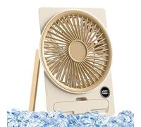 Desk Fan | USB Rechargeable Desk Fan,LCD Display Flat Card Design Silent Device for Students Teens Adults Boys Girls