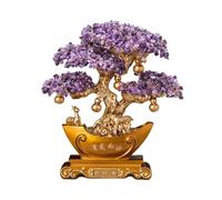 Desk Feng Shui Crystal Money Tree Decoration - Fortune for Wealth and Prosperity, Spiritual Ornament Perfect for Home Office Decor Decor(Purple,Small)