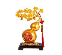 Desk Five Color Crystal Fortune Tree - Gourd Attraction Ornament, Resin Copper Coin Stack Base for Wealth, Luck & Harmony - Home Office Housewarming Decor(6)