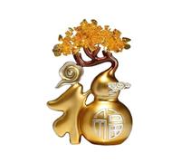 Desk Fook Wealth Prosperity Crystal Fortune Tree, Feng Shui Balancing Gourd Home Ornament Decor(Gold)